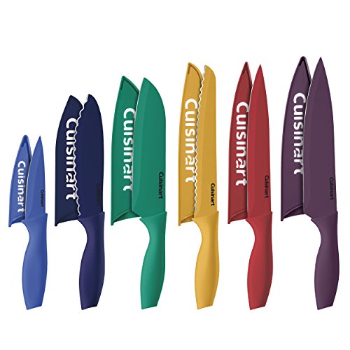 Cuisinart C5512PCKSAM 12Piece Ceramic Coated Stainless Steel Knives Comes with 6Blades and 6Blade Guards Color Coded to Reduce Risk of Cross Contamination Jewel