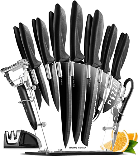 Home Hero Kitchen Knife Set  17 piece Chef Knife Set with Stainless Steel Knives Set for Kitchen with Accessories