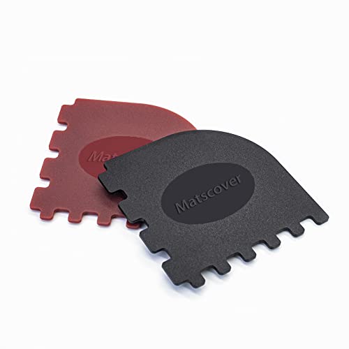 Matscover Grill Pan Scrapers Cast Iron Scraper with BuiltIn Adsorption Gadget Pan Scraper Non Scratch for Cast Iron Skillet Frying Pans and Griddles Cleaning 2 Pack (Red and Black)