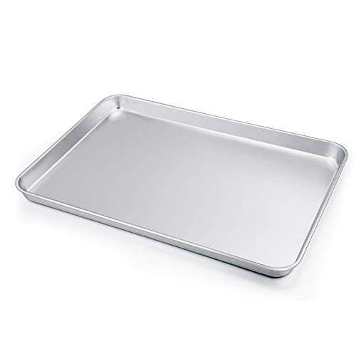 Large Baking Sheet PP CHEF Stainless Steel Cookie Sheet Baking Pan Tray Rectangle 16x12x1 Healthy  Non Toxic Mirror Finish  Dishwasher Safe