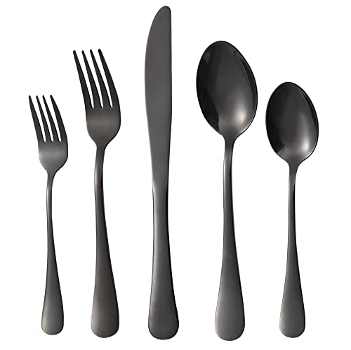 20piece Black Silverware Set Stainless Steel Flatware Set Cutlery Set For Home Kitchen Tableware Set Service for 4 Dishwasher Safe