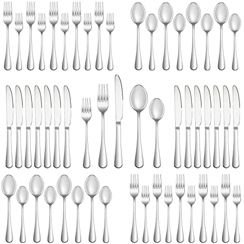 40 Piece Silverware Set Service for 8Premium Stainless Steel Flatware SetMirror Polished Cutlery Utensil SetDurable Home Kitchen Eating Tableware SetInclude Fork Knife Spoon SetDishwasher Safe