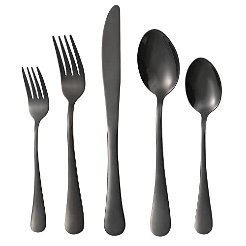 Xingjiake 40piece Black Silverware Set Flatware Cutlery Set Stainless Steel Knives Forks And Spoons Silverware Set For Home Kitchen Tableware Set Service For 8 Dishwasher Safe