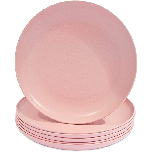 Wheat Straw Plates Unbreakable Dinner Plate (Pink 8 In 6 Pack)
