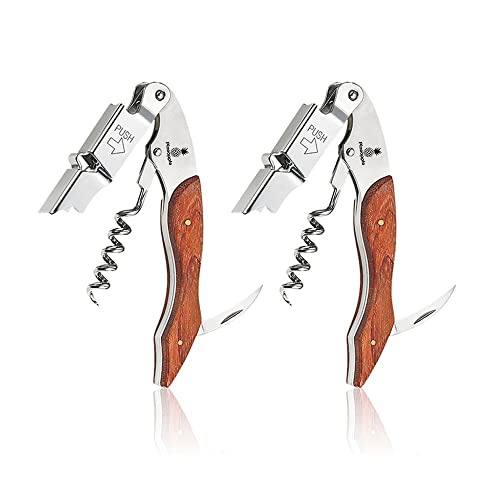 2 Pack Professional Corkscrew Wine Bottle Opener with Foil Cutter  Manual Wine Key Bottle Openers for Waiters Bartenders  Gifts