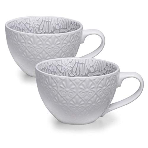 Up Pod Espresso Cups 12 Ounce Demitasse Cups Cappuccino Latte and Tea  Set of 2 White