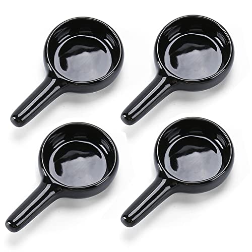4Pcs Ceramic Candle Spoon Tray Holder Tealight Wax Warmer Little Candle Spoon Replacement Fragrance Aromatherapy Furnace Accessories Black