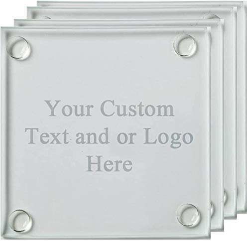 ANY TEXT Custom Customized Engraved Glass Coaster Set of 4  Custom Picture Personalized Laser Engraved Text Customizable Gift For Him For Her For Boys For Girls For Husband For Wife For Them