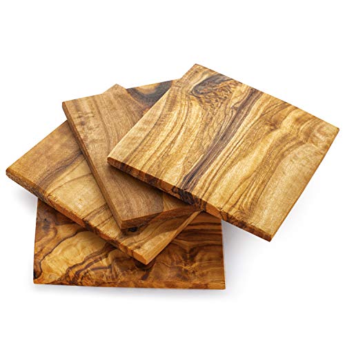 Forest Decor Wooden Coasters Set of 4 Perfect Wood Coasters for Table or Cabin Decor Rustic Home Decoration Handcrafted Rustic Coasters Wood Coasters for Drinks (Square)