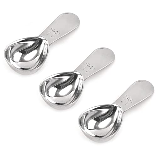 coffee scoop 3piece set Stainless steel tablespoon measure spoon Coffee scoop 1 tablespoon(15 ml silver) Suitable for ground coffee Milk Powder brewing
