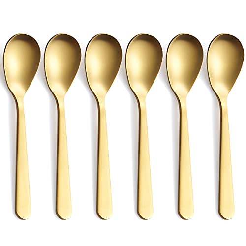 FULLYWARE Matte Gold Demitasse Espresso Spoons Stainless Steel Satin Finish Coffee Spoons Mini Teaspoons Sugar Spoons 47inch Set of 6