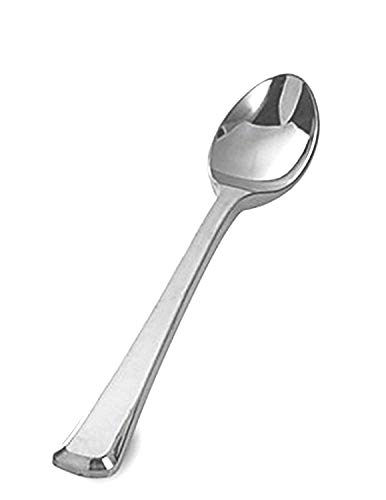 Zappy 100 Silver Plastic Mini Spoons 375 Plastic Spoon Small Spoon Great Dessert Spoon or Ice Cream Spoon Disposable Plastic Spoons Mini Tasting Spoons Dessert Spoons Appetizer Spoons Silver Spoon