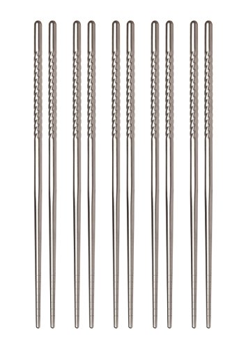 Helens Asian Kitchen Chopsticks 9Inches 5Pair Stainless Steel