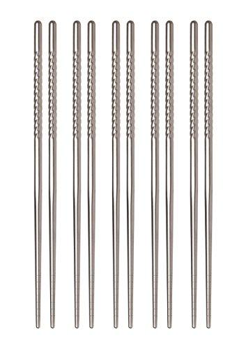 Helens Asian Kitchen Chopsticks 9Inches 5Pair Stainless Steel