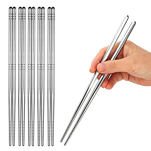 SARYHHGKIT Metal Chopsticks 5 Pairs Set High Quality 98in Stainless Steel Chopsticks  Reusable Chopsticks Dishwasher Safe Korean Chopsticks for Dinner Sushi Night Silver