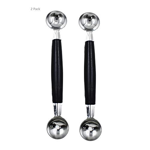 2 Pack Double Ended Headed Fruit Icecream Ball Spoon Stainless Steel Melon BallerSmooth Round Melon Balls Melon Scoop for WatermelonIce CreamFruitsSorbetMeatball