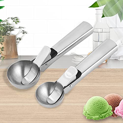 Stainless Steel Ice Cream Scoop with Trigger Cookie Scoop Watermelon Spoon Fruit Spoon for Making Balls of Ice Cream Cupcake Muffin Meat large