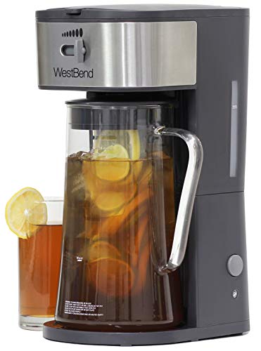 West Bend Fresh Iced Tea and Coffee Maker Includes an Infusion Tube to Customize The Flavor Features Auto ShutOff Clean 275 Quart Black