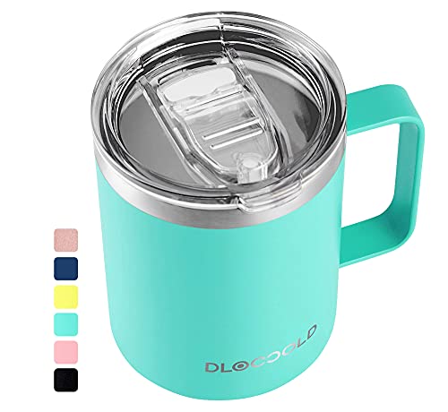 DLOCCOLD Tumbler Double Wall Stainless Steel Vacuum Insulated Coffee Travel Mug with Lid and Handle (Tiffany Blue)