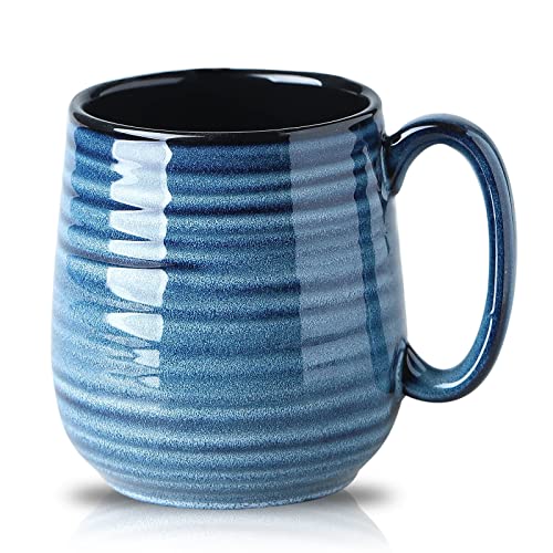 Hasense Large Coffee Mug for Men Dad 20 oz Ceramic Coffee Cups for Office and Camping Big Coffee Mug for Latte Coffee Tea Soup as Friend Gifts Dishwasher and Microwave Safe 1 PCS (Blue)