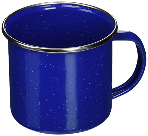 Texsport Enamel Coffee Cup Mug with Stainless Steel Rim Blue  12 Oz