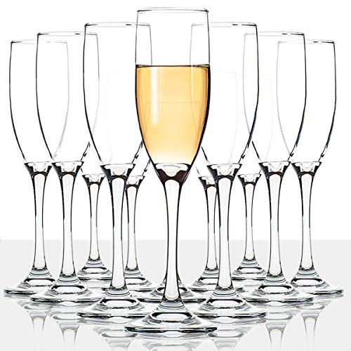 Classic Champagne Flutes Set of 12 6 Oz Premium Stemmed Champagne Glasses Sparkling Wine Glass Crystal Clear