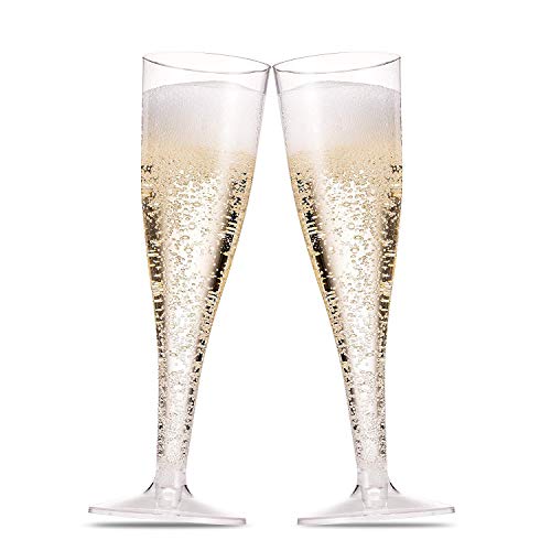Munfix 50 Plastic Champagne Flutes 5 Oz Clear Plastic Toasting Glasses Disposable Wedding Party Cocktail Cups