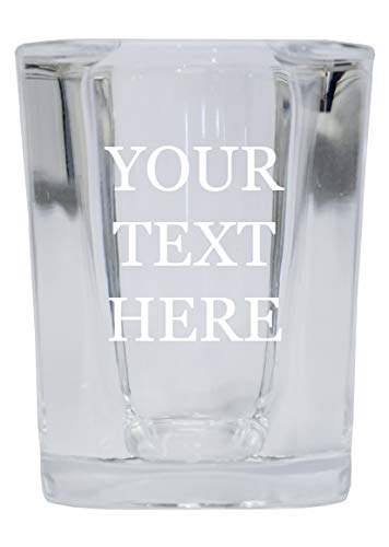 Customizable 2 Ounce Etched Square Shot Glass Engraved Personalized with Custom Text
