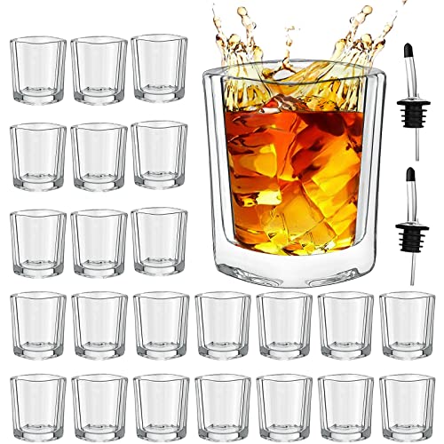 Square Shot Glasses Set of 24  2oz Clear Glasses Shot Glass Set with Heavy Base Whiskey Glasses Great for Vodka Tequila Cocktail White