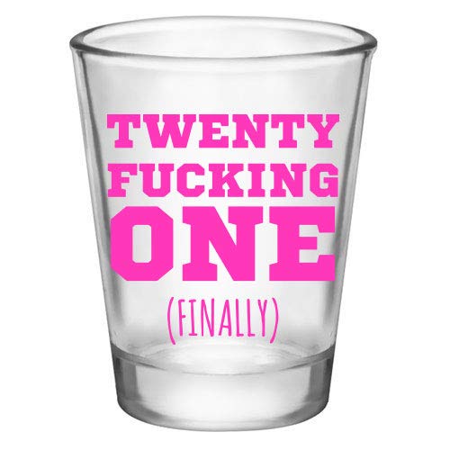 21st Birthday Shot GlassNovelty Gifts for 21st Birthday21 Year Old Birthday Gag GiftsFinally 21 (clearpink)