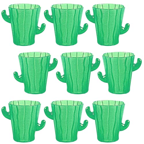 Cactus Shot Glasses (12 Pack) Hard Plastic 2oz  for Cactus Fiesta Cinco de Mayo Western Themed Party Supplies by 4Es Novelty