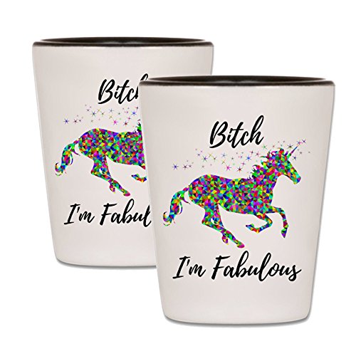 Funny Shot Glass  Bitch Im Fabulous  Unicorn Ceramic Novelty Shotglass for Women  15 oz (1)