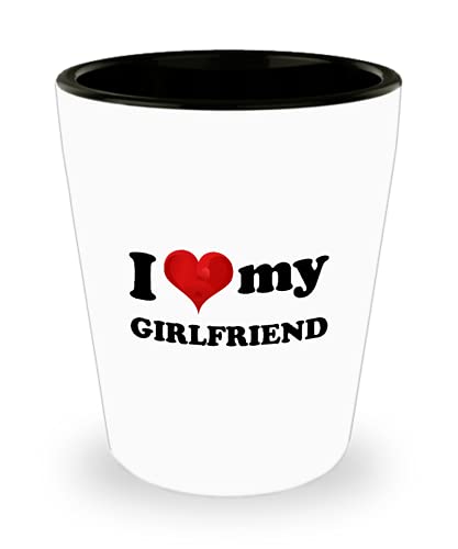 I Love My Girlfriend Shot Glass Tequila Shotglass Novelty Drinkware  Gifts for Valentines Day Anniversary Dating Couples Monthsary from Boyfriend Funny Cute Idea
