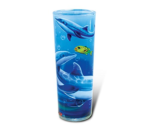 Puzzled Dolphin Full Print Shooter Shot Glass 184 Oz Quality Glassware for Bar Collection Novelty LiquorSpirits Drinking Glass  Marine Life Underwater Animal Nautical Theme