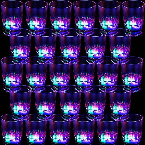 96 Pieces Light up Shot Glasses Party Favors for Adults LED Flash Light up Drinking Cups Plastic Blinking Barware Glow in the Dark Party Supplies for Night Club Bar Graduation Birthday Wedding Disco