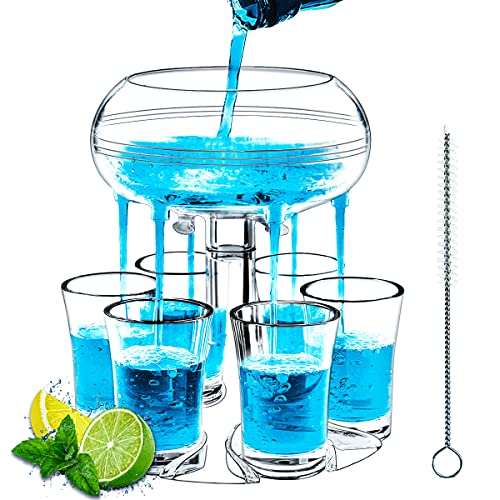 Acrylic Shot Glasses Dispenser MOKOQI 6 Shot Glass Dispenser and Holder for Liquid Fun Drinking in College Camping 21st Birthday Home Parties