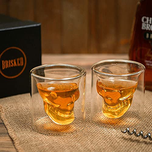 Skull Shot Glass for Whiskey Vodka and Cocktail Spooky 2 Piece Set for Liquor Best Gift Accessories for Drinking