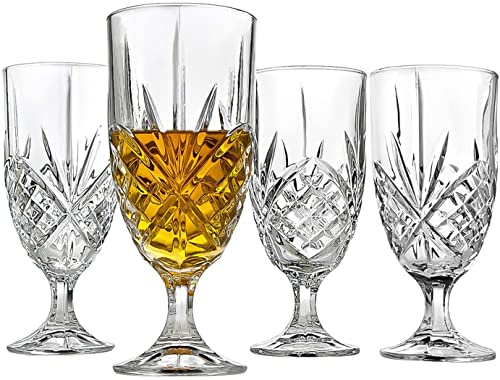 Crystal Glass Water Goblets 16 Ounce Elegant Crystal Glasses for Water Juice Beer Wine and Cocktails Iced Beverage Glassware  Set of 4
