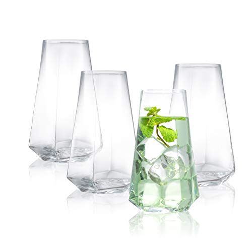 JoyJolt Infiniti Highball Glasses Set of 4  18Oz Cocktail Glasses  Glassware Drinking Set  Premium Crystal Glass  Modern and Practical Design  Drinking Glasses for Water Cocktail Beer Juice