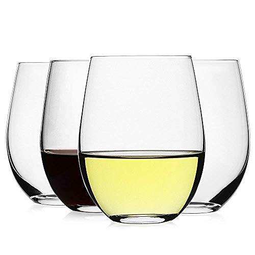 LUXU Stemless Wine Glasses(Set of 4)20 ozCrystal Wine Cups for Red or White WineLarge Water Juice GlassesNo Stem Glass Beverage CupsClear Drinking Tumblers for Any Occasion