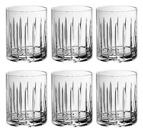 Tumbler Glass  Double Old Fashioned  Set of 6 Glasses  Hand Cut Crystal  Designed DOF tumblers  For Whiskey  Bourbon  Water  Beverage  Drinking Glasses  12 oz  Made in Europe  By Barski