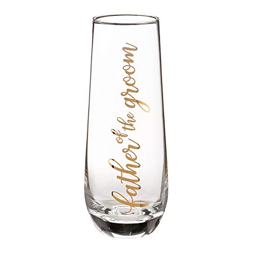Lillian Rose Father of Groom Stemless Champagne Wedding Toasting Glass 8oz Clear