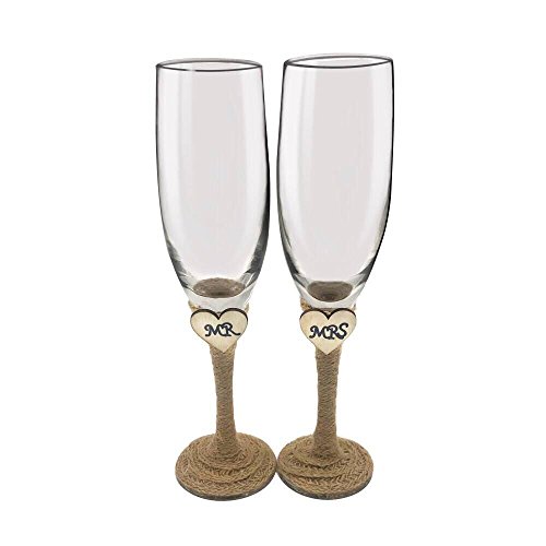 Set of 2 Rustic Champagne Flute GlassesMr and Mrs Champagne GlassesBride and Groom Wedding Toasting Glasses Drinking Glasses Engraved Heart for Engagement Wedding Gift Anniversary Present