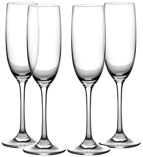 Amlong Crystal LeadFree Champagne Flutes Glasses Normal Stem Set of 4