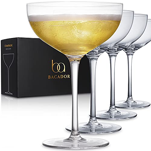 Champagne Coupe Glasses Set of 4  Elegant Cocktail Coupe Ideal for serving Martini Gimlet and Manhattan  High Clarity Crystal Glassware  Excellent Addition to Your Home Bar  115 oz