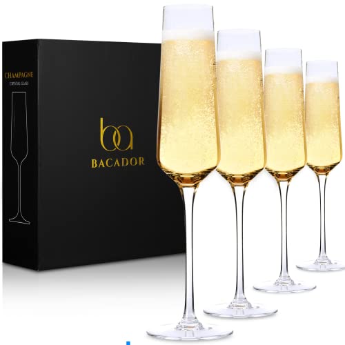 Crystal Champagne Flutes set of 4  Elegant LeadFree Crystal Champagne Glasses  Stunning Gift for Wedding Birthday and Anniversary  Premium Mimosa and Sparkling Wine Stemware  67 oz