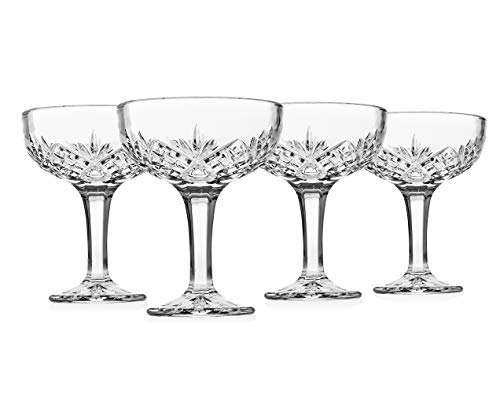 Godinger Champagne Coupe Barware Glasses  Set of 4 Dublin Crystal Collection
