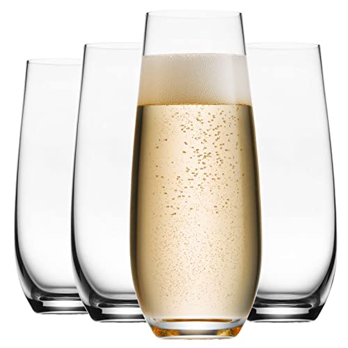 Godinger Champagne Glasses European Made Champagne Glass Stemless Champagne Flutes  Set of 4