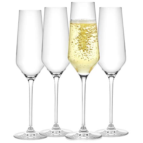 JoyJolt Champagne Flutes  Layla Collection Crystal Champagne Glasses Set of 4  67 Ounce Capacity  Ideal for Home Bar Special Occasions  Made in Europe