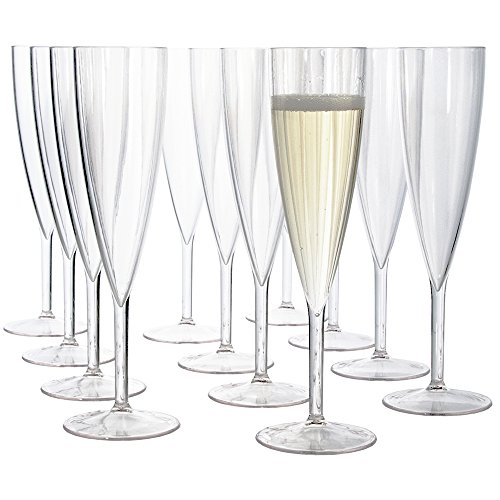 US Acrylic Plastic 5 ounce One Piece Champagne Flute in Clear  Set of 12 Wine Stems  Reusable BPAfree Made in the USA Toprack Dishwasher Safe